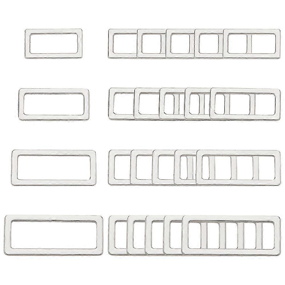 32pcs 4 style Alloy Buckle Rectangle Platinum 30x14x1.5mm