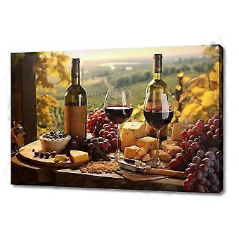 Bottles Of Red Wine Cheese Grapes Tuscany Jigsaw Puzzle Brain Teaser H2621