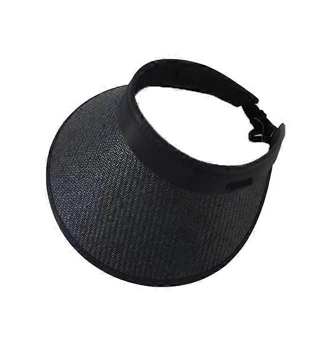 (black Straw)summer Straw Empty Top Hat Foldable Sun Hat Double Big Brim