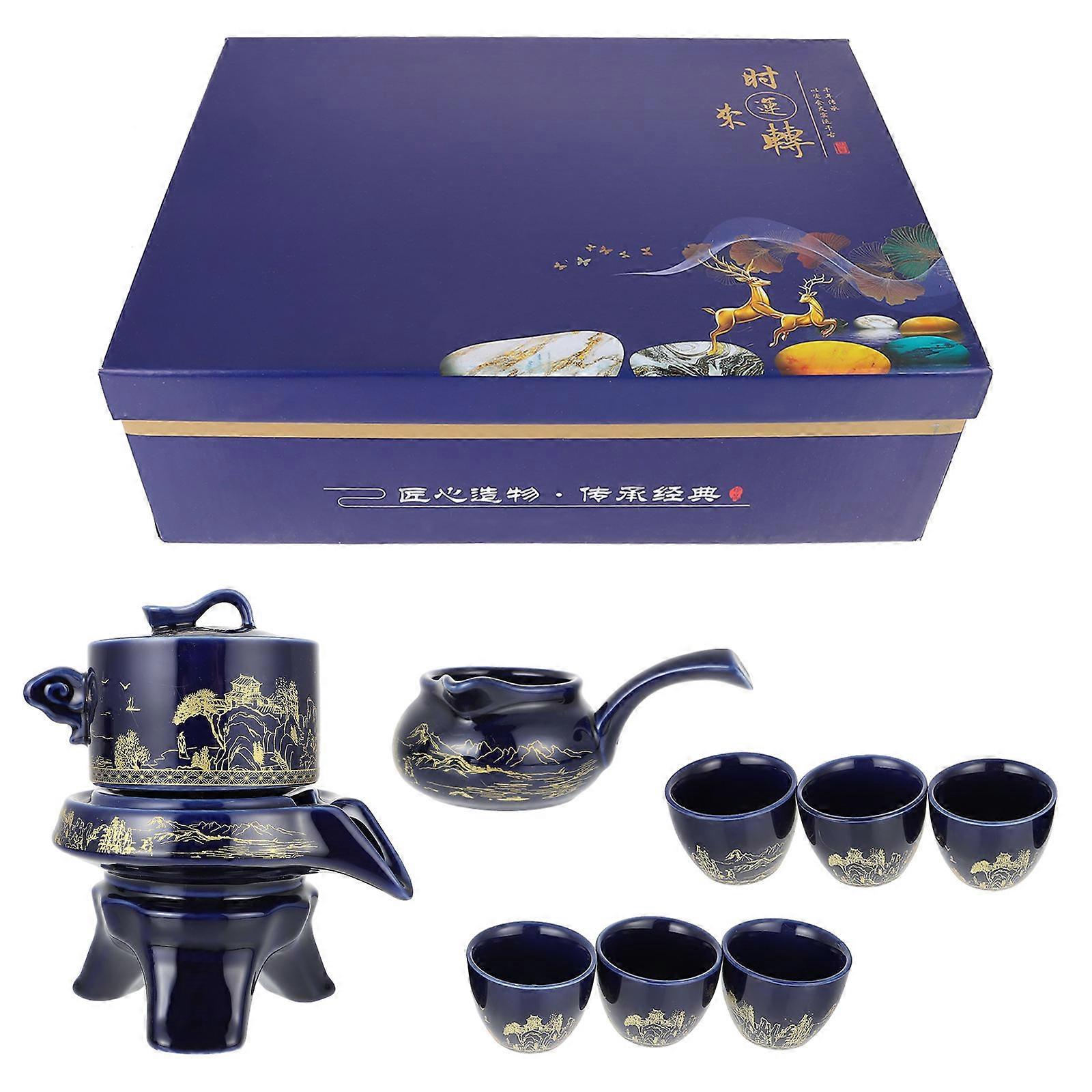 Teapot Set Ceramic for Practical Use 2Sets Kung Fu Style