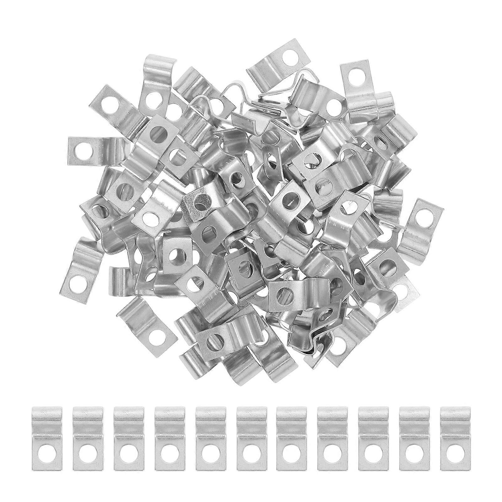 300Pcs Silver Iron Pipe Strap Clips for Secure Pipe Fixing Single Side