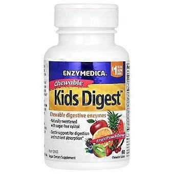 Enzymedica, Kids Digest, Chewable Digestive Enzymes, Fruit Punch, 60 Chewable Tablets