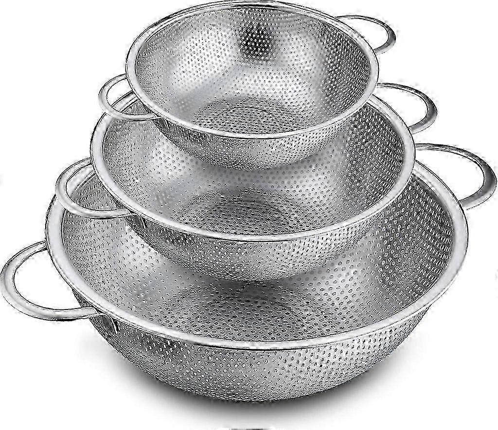 3-Piece Kitchen Pasta Strainer Set with Handle for Efficient Draining and Cooking