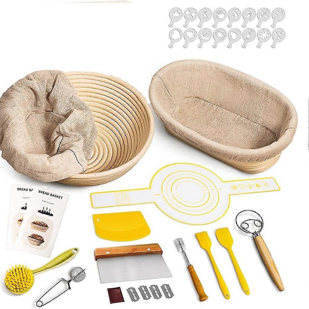 Sourdough Starter Kit, Banneton Bread Proofing Baskets Set, Sourdough Bread Baking Supplies Making Tools