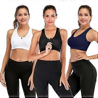 DODOING Lot de 3 soutiens-gorge de sport pour femme, fermeture éclair sur le devant, bonnets amovibles, maintien élevé, couleur abricot