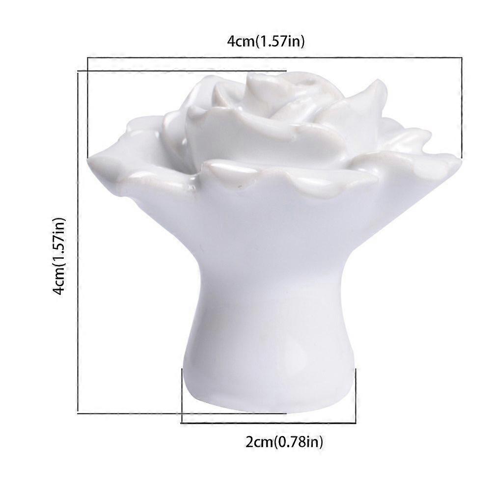 Ceramic Cupboard Knobs Rose Door Knob for Drawer 2Pcs White Handle