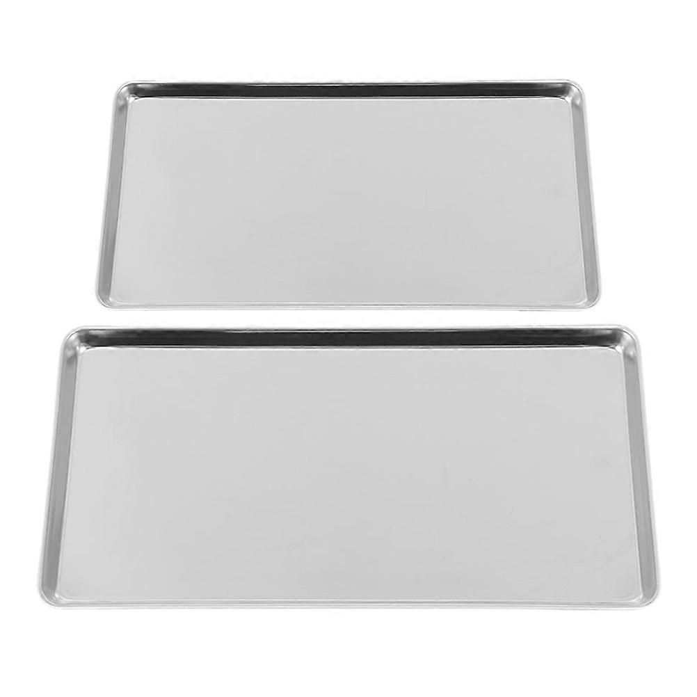 Stainless Steel Dinner Plate Rectangular Tray for Snack Serving 2Pcs Set