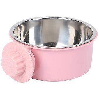 varmebestandige kæledyr rustfrit stål type hvalp kat drikkeskål hundeskål bærbar kæledyr vand dispenser foderautomat kæledyr forsyninger - pink (mellemstørrelse)