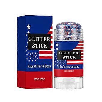 Patriotic Red White and Blue Face Hair Body Glitter Stick, Easy Application Festival Glitter Stick for 4th of July Independence Day Holiday Party for 