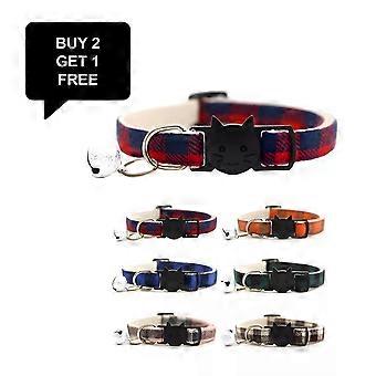 Tartan Breakaway Cat Collar Adjustable Safety Kitten Collar with Bell