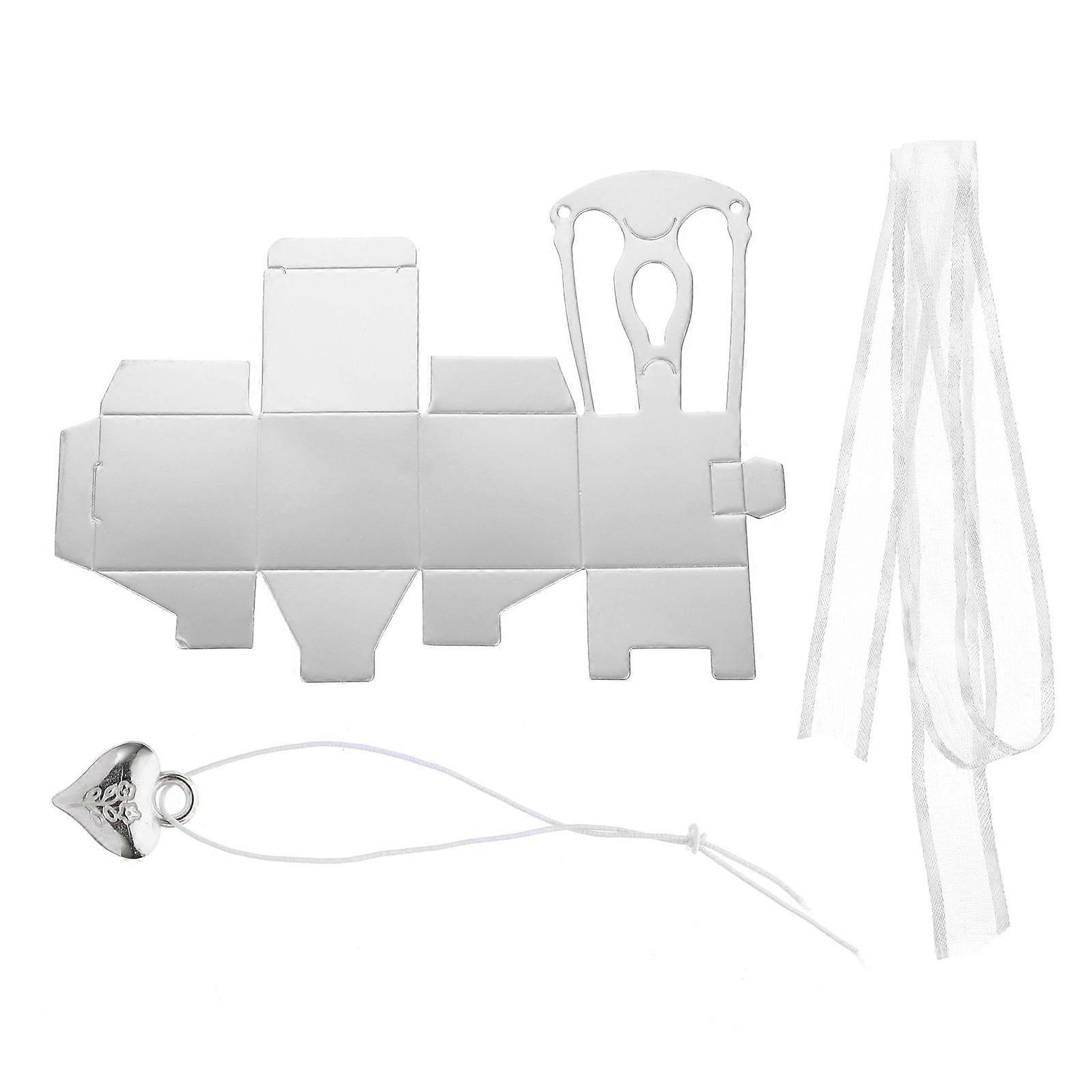 1 Set 24 Pcs Wedding Candy Boxes Chair Shape Candy Storage Boxes (Silver)