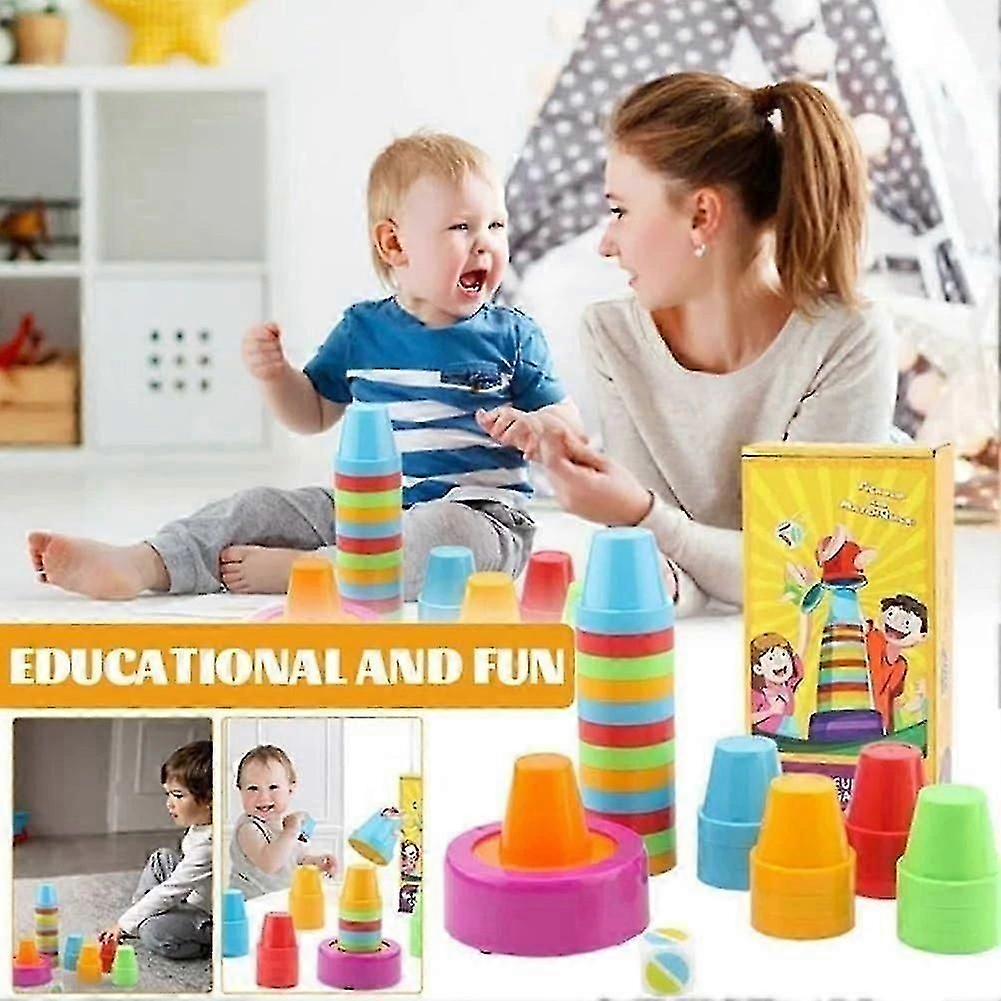 Tabletop Competitive Cup Stacking Game, Color Stacking Challenge Game, Speed Cup