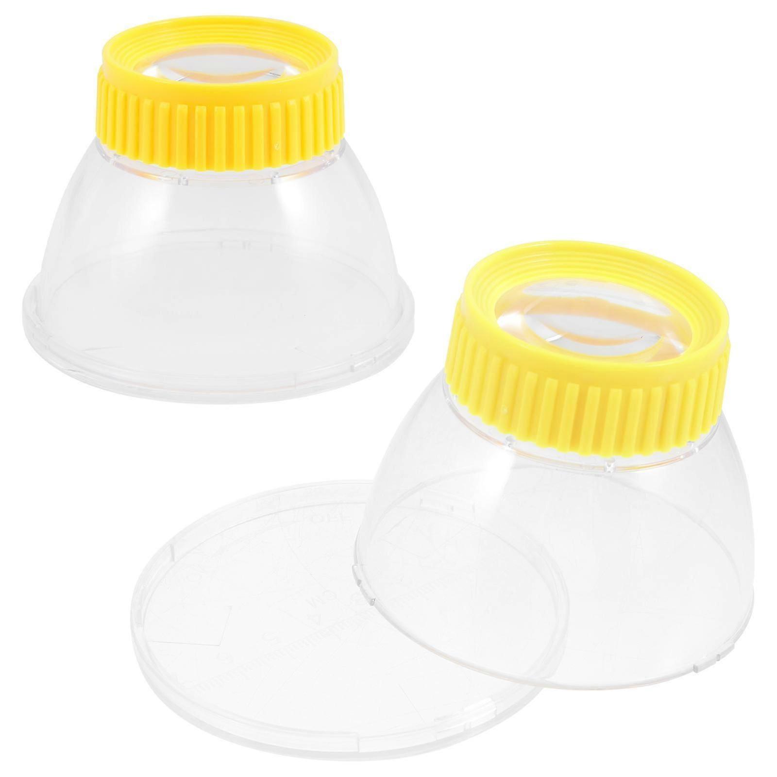 2Pcs Yellow Plastic Breathable Insect Observation Box