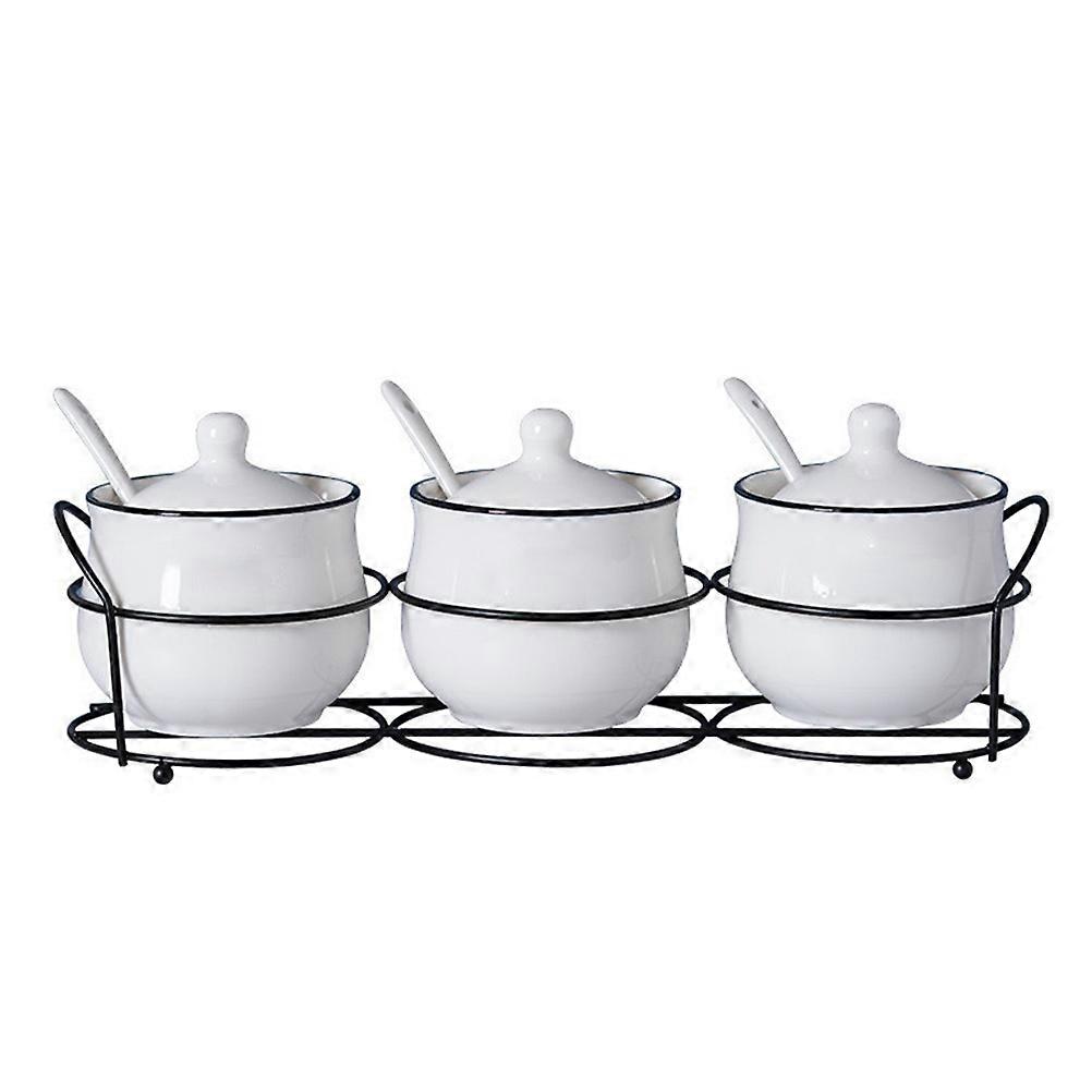 Condiment Jar Ceramic Spice Holder for Kitchen Storage 1Set