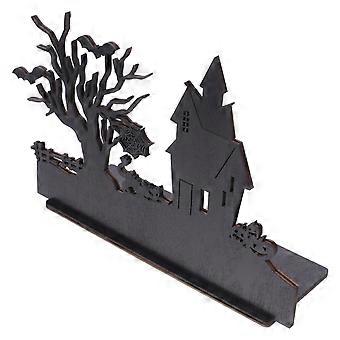 Halloween Table Sign Spooky Wooden Table Centerpiece Featuring Animated Castle Projections Party Layout Table Ornament Halloween Party Decoration
