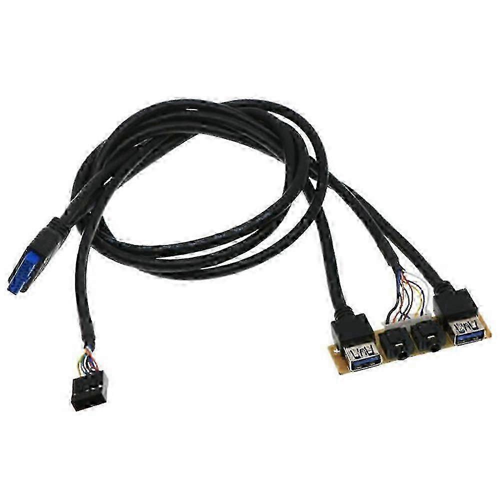 Black,60cm Front Case Panel USB3.0+USB3.0+HD Audio Ports I/O Board+Internal Wire USB Bezel Line DIY Case-chengdu