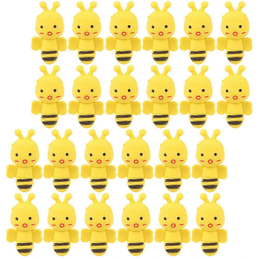 36Pcs Stationery Rubbers Simulation Bee Erasers  Portable Erasers Multi-function Pencil Erasers