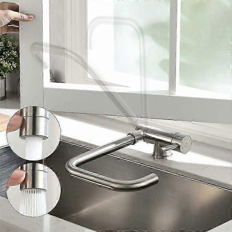 Kitchen faucet with folding spout under window