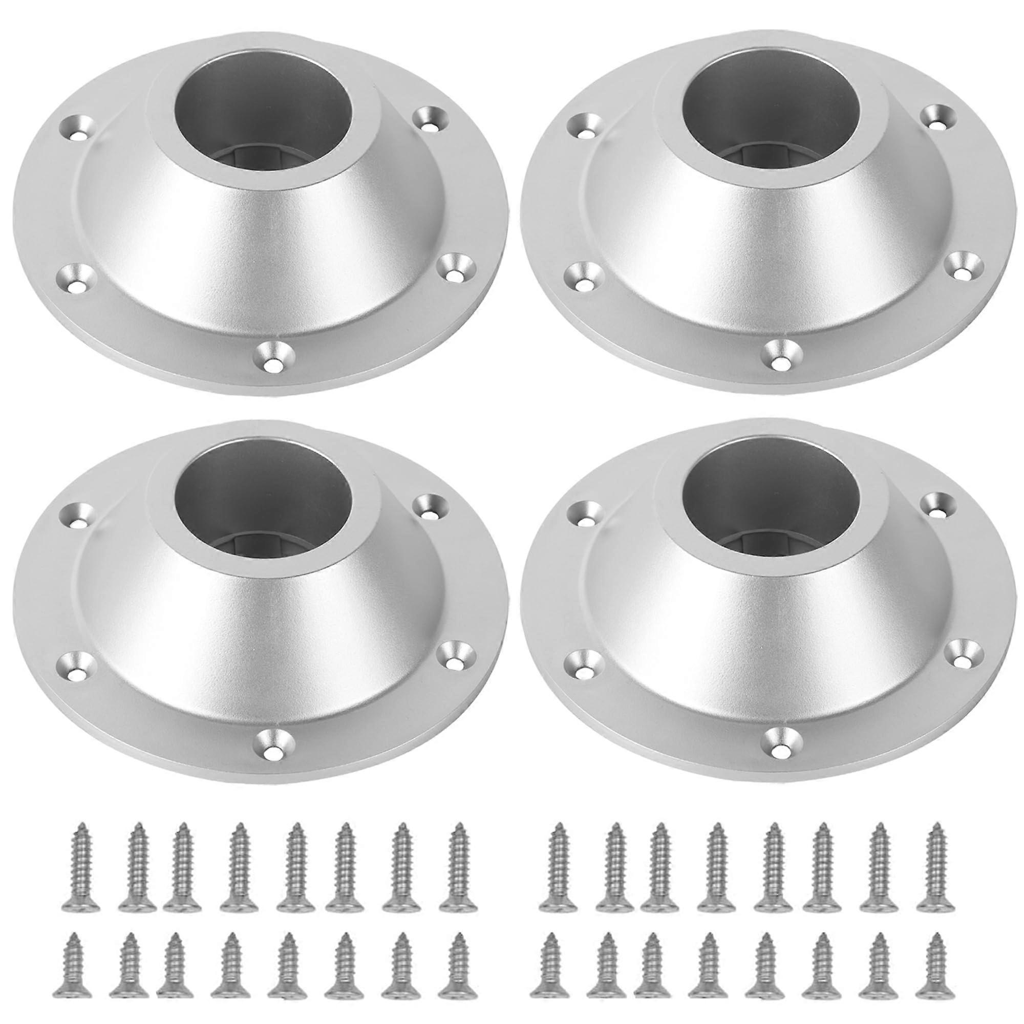 4Pack Silver RV Table Base Flange Replacement, Durable Pedestal Table Mount with Screws