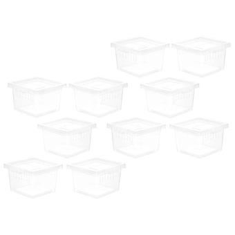 10pcs Reptile Case Clear Reptile Box Reptile Breeders Reptile Case Reptile Feeding Box,L