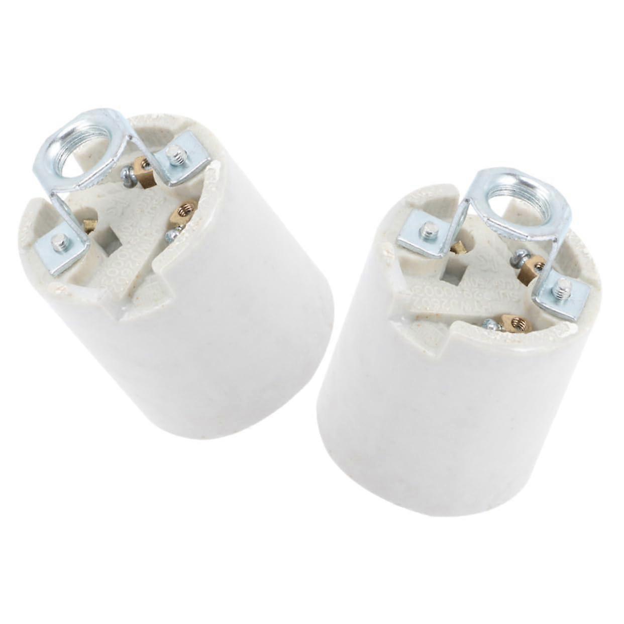 2pcs Ceramic Light Socket Replacement, HeatResistant Lamp Socket Holder for Ceiling and Table Lamps