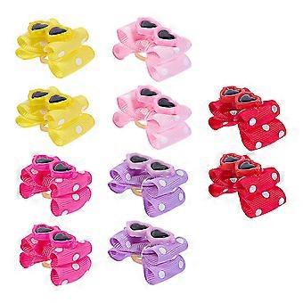 Pet Dog Hairpins Bowknot Style Hair Clips for 10Pcs Set Multicolor Assorted