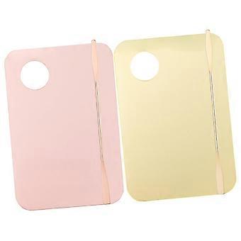 Makeup Mixing Palette with Spatula Set Acrylic Foundation Tray for Eyeshadow Nail Art 2 Pack
