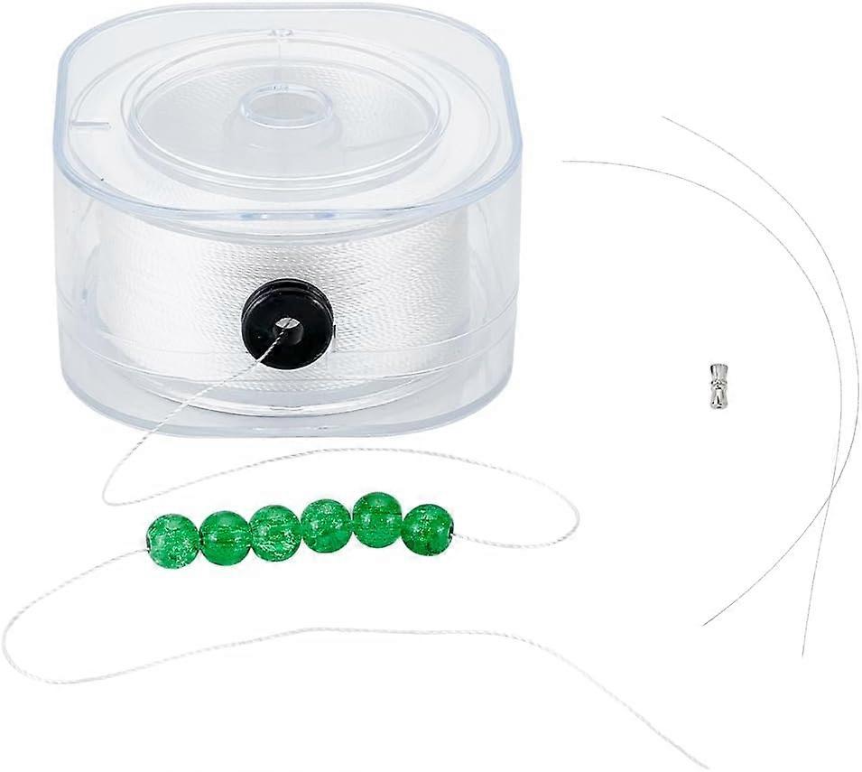 219 Yards Bracelet String Beading Thread 0.3mm White Nylon Seed Bead Thread with Wire and Buckle Sewing String making kit
