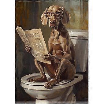 Weimaraner on Toilet Jigsaw Puzzle - Quirky Dog Reading Newwith Glasses - Dog Bathroom Decor Puzzles SQZ935