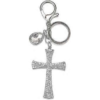 2026 Hot!! Rhinestone Cross Keychain, 100% Leather Braided, Sparkling Rhinestone Alloy Keyring, For Women, Parties, Banquets, Bag &amp; Key Decoration