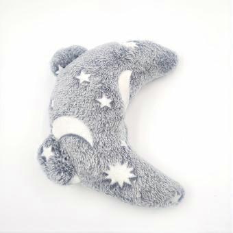 Gray Plush Pet Pillow, U-Shaped Neck Support for Dogs and Cats, Glow-in-the-Dark Design Deep Sleep Bed