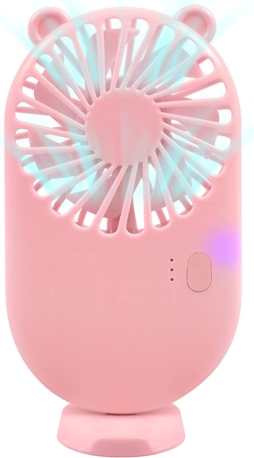 3 In 1 Portable Mini Fan,   Desktop Fan with Base, Handheld Personal Fan with USB Rehargeable, 3 Settings Lightweight Pocket Fan, Eyelash Fan for Woma