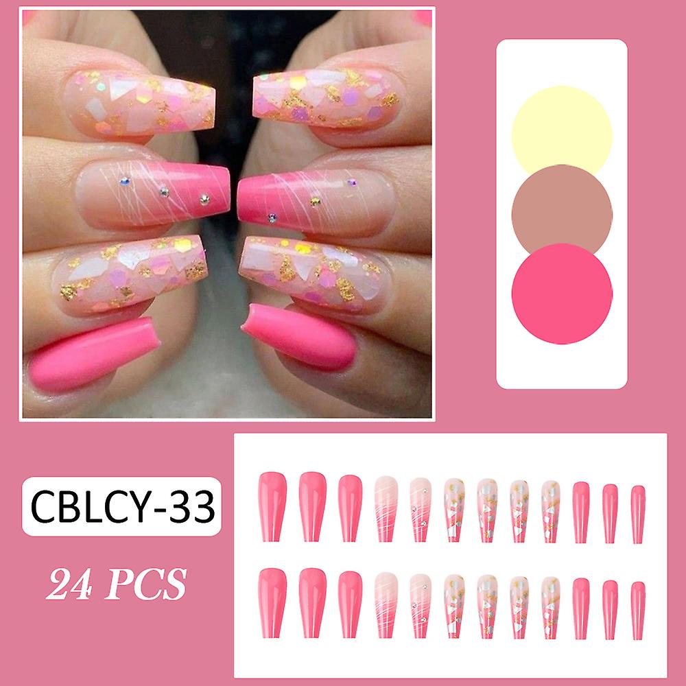 Fake Nails With Nail Glue Glitter Point Drill Long Ballet Armor