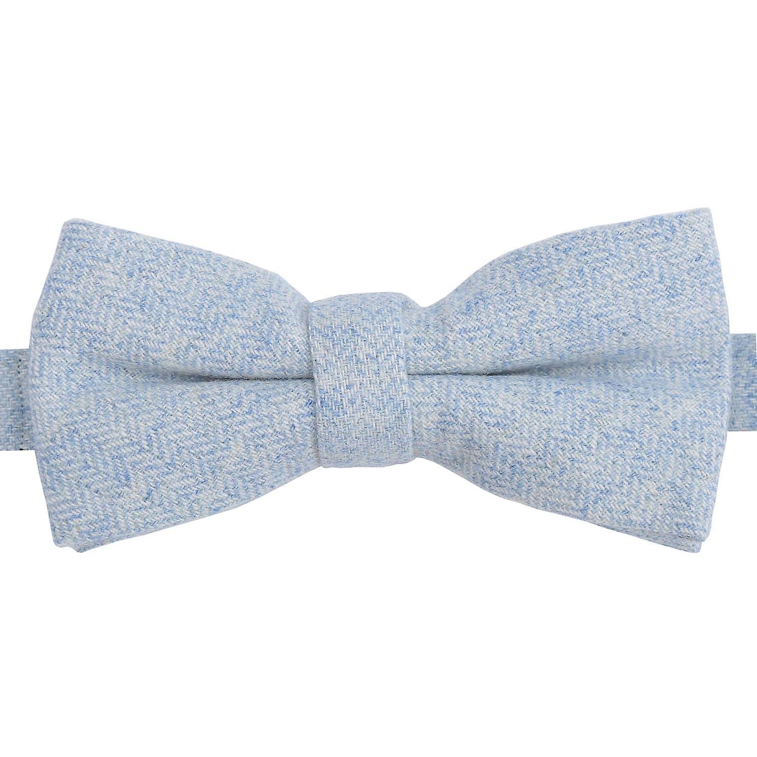 Light Blue Herringbone Pre-Tied Bow Tie