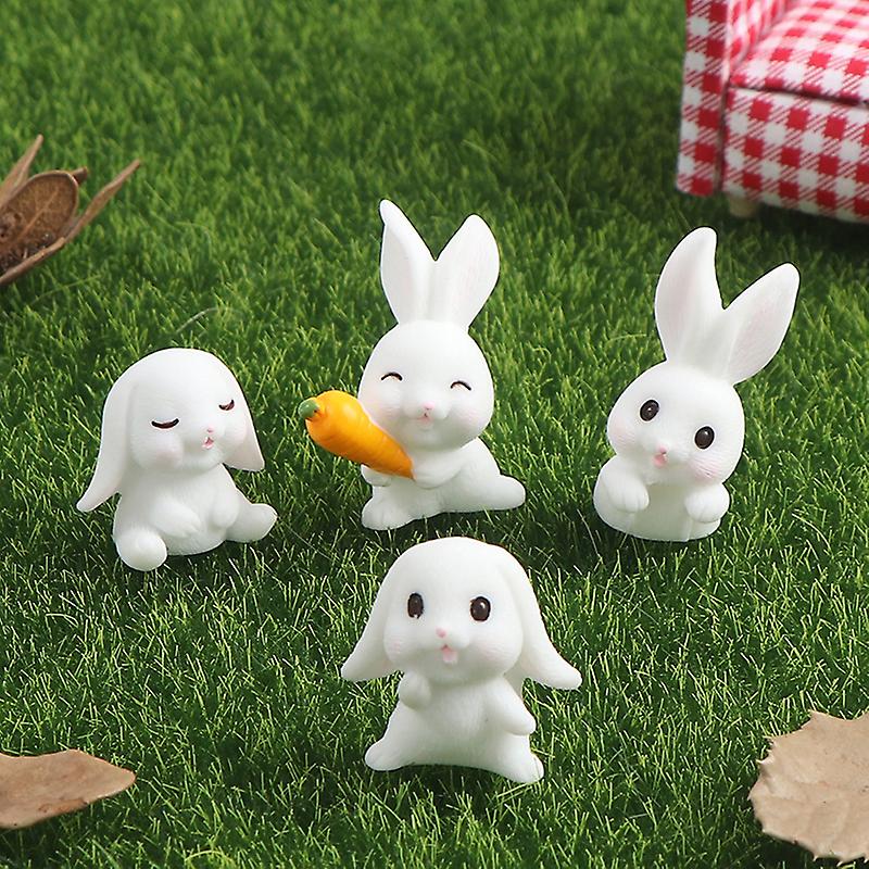 4pcs Easter Rabbit Carrot Miniature Garden Decor Mini Bunny Easter Cupcake Decor