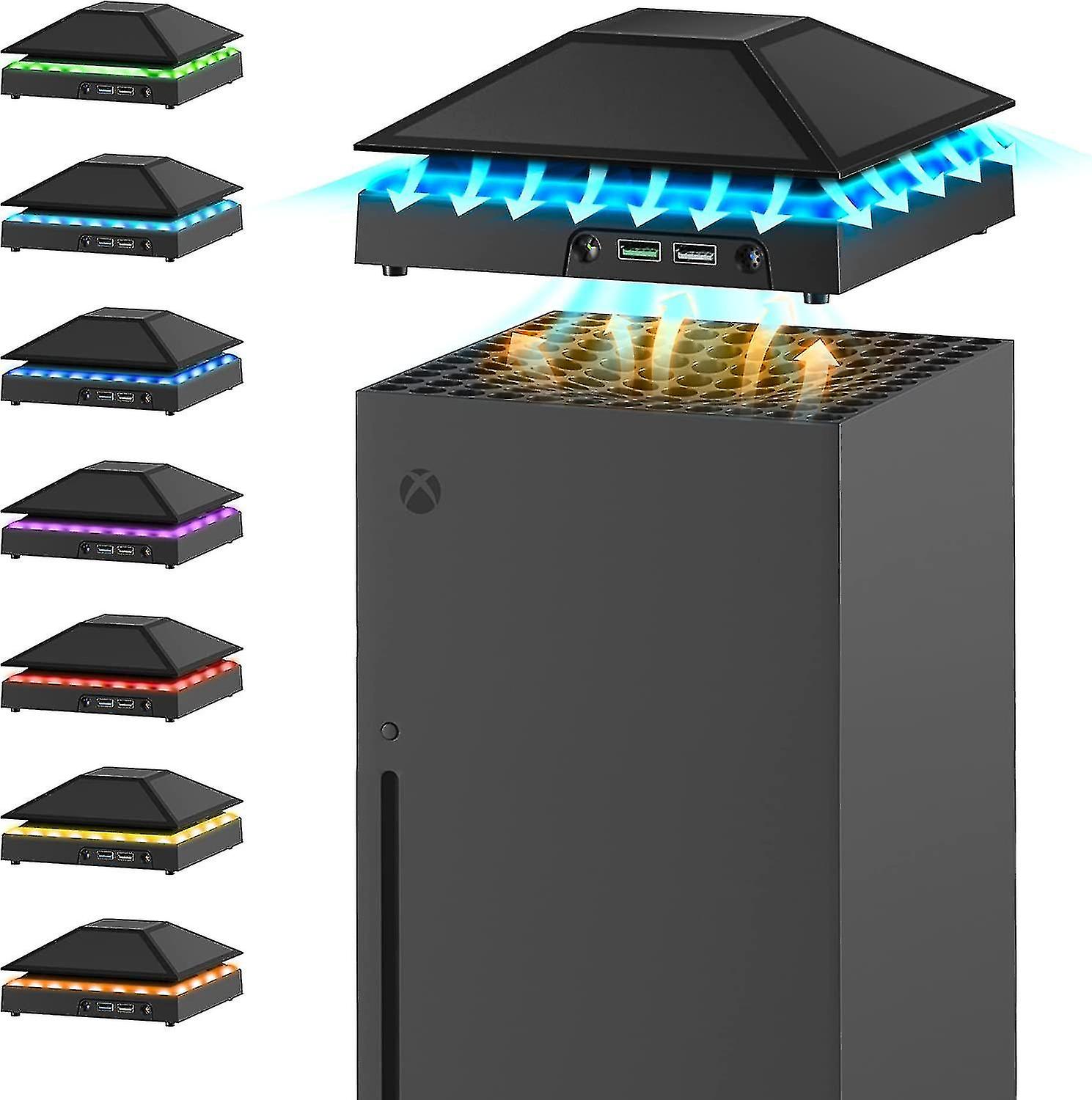 مروحة تبريد متوافقة مع Xbox Series X مع ضوء RGB LED ، 3 تروس سرعة مروحة قابلة للتعديل ، ملحقات Xbox Series X