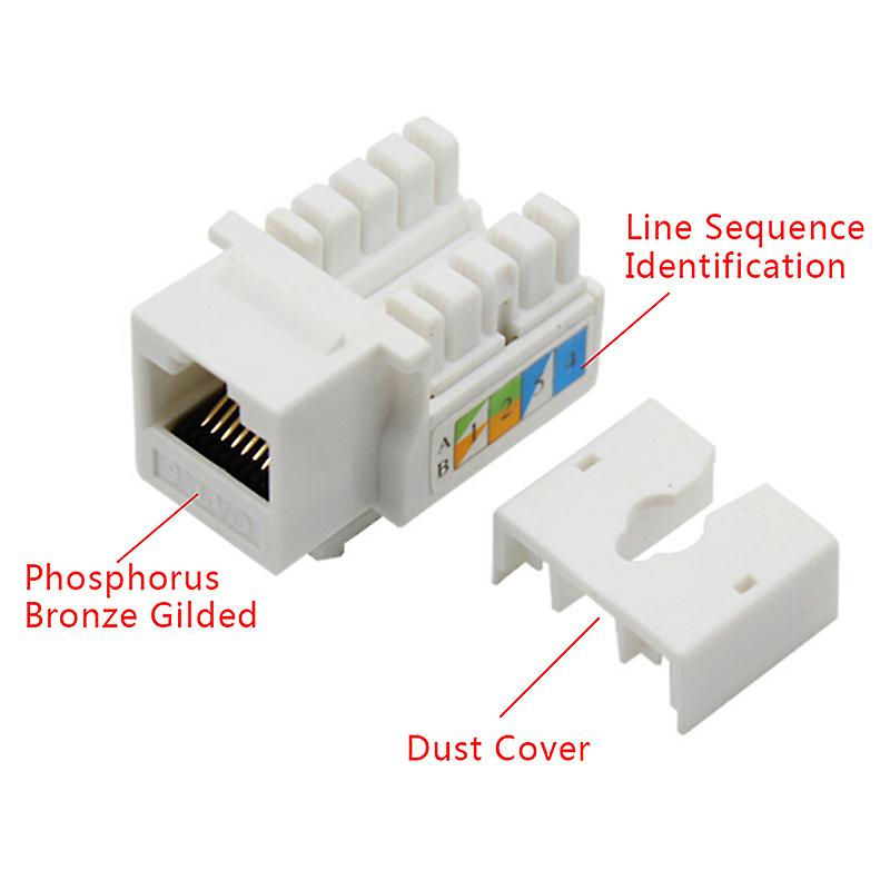 5pcs Cat6 Rj45 110 Punch Down Keystone Computer Module Network Ethernet Jack
