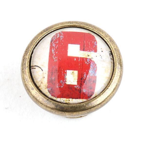 6xAntique Brass Cabinet Drawer Round Pulls Cupboard Bin Knob Handle  Number 6