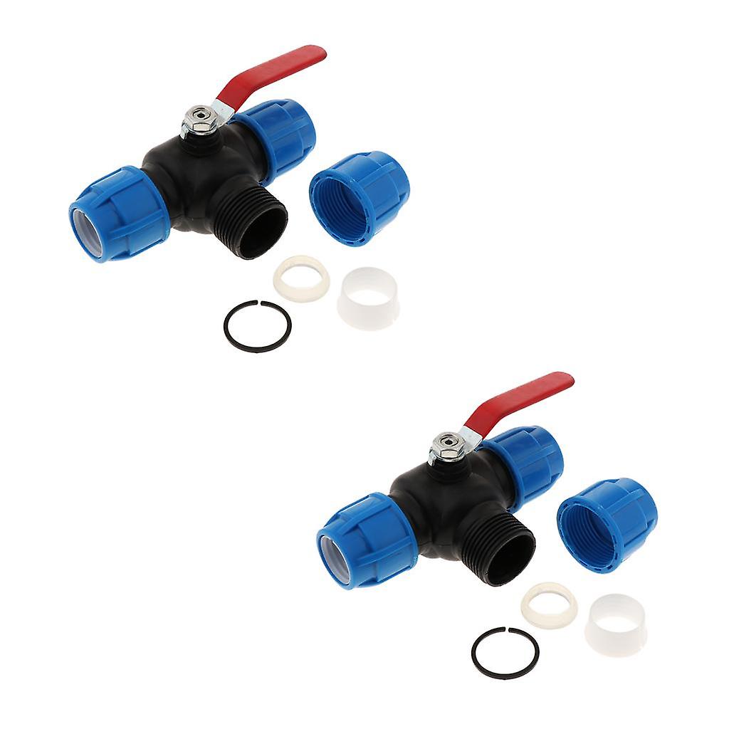 2 Sets PE Quick Connect Air Push Tee Union Coupler Fitting 32mm Steel core