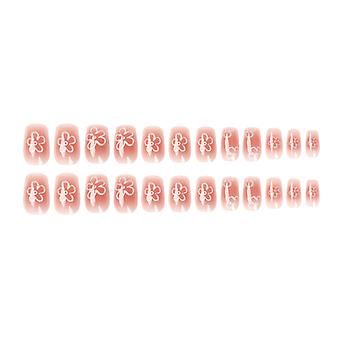 Flower Patterns Pink Fake Nails Durable Full Cover False Nails For Daily Everyday Wearing