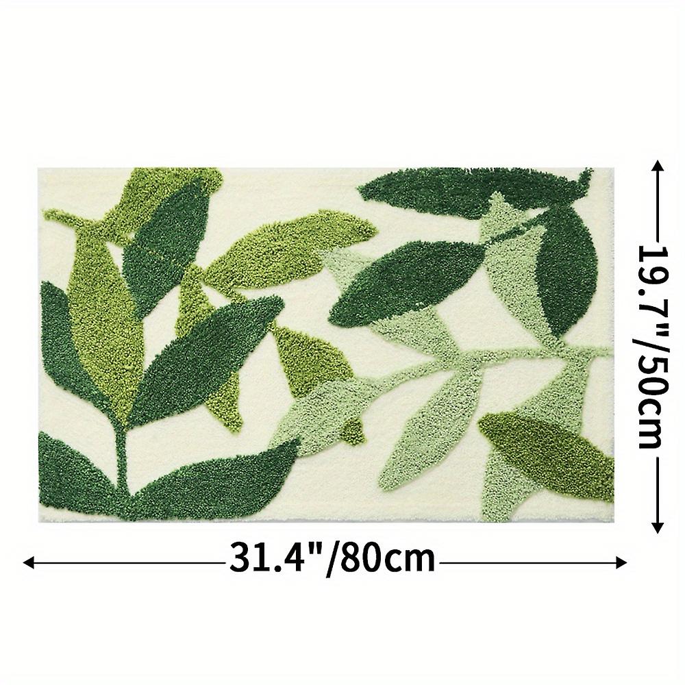 1pc Premium skridsikker bademåtte med bladmønster - blødt og behageligt badetæppe til badekar, bruser og badeværelse - absorberende og holdbart badeværelsestilbehør