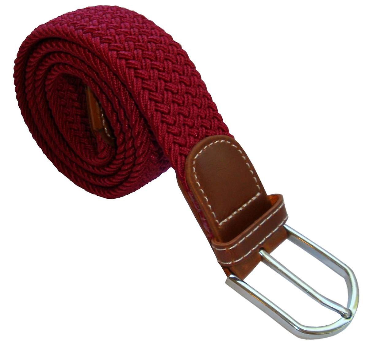 Bassin and Brown Plain Elasticated Woven Belt - Wine