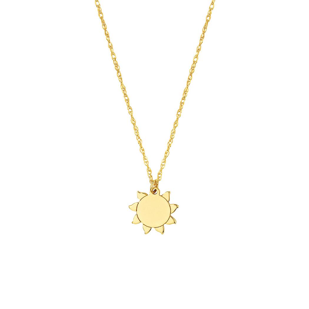 Colar com pingente de sol em ouro amarelo 14k, ajustável, 45 cm (18 polegadas), para mulheres.