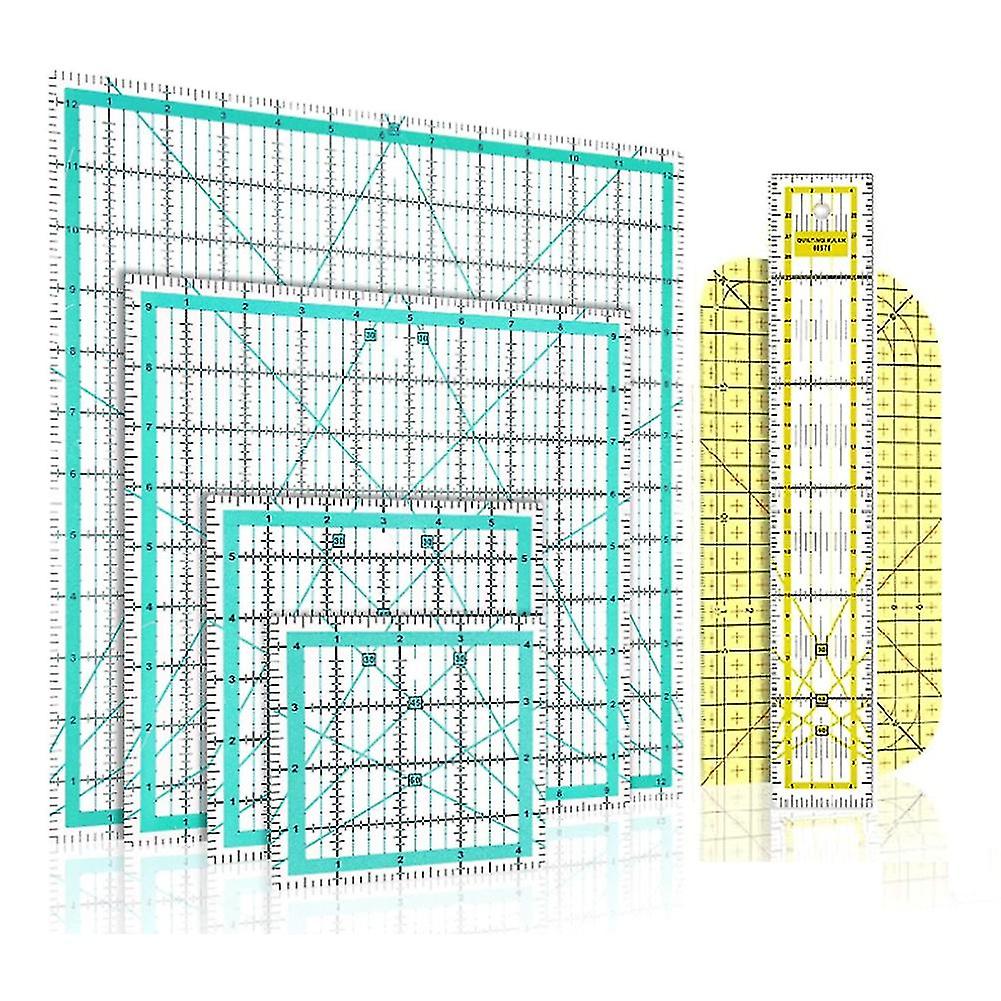 6 Piece Quilting Ruler Square Acrylic Quilting Ruler Fabric Cutting Ruler Clear Mark Acrylic Ruler
