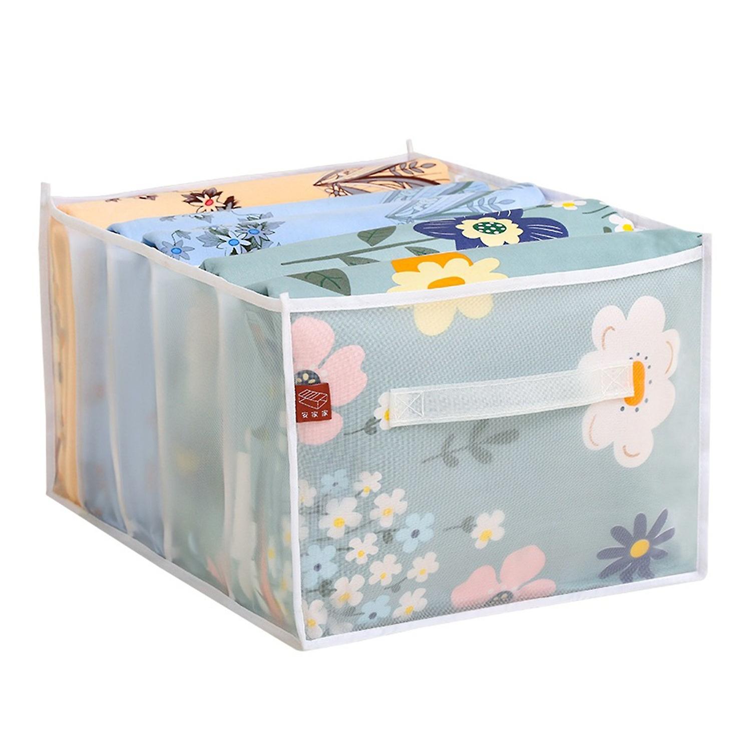 Wardrobe Organizer with Handle 5 Grids Foldable Storage Mesh Bed Sheet Quilt Cover Clothes Organizer