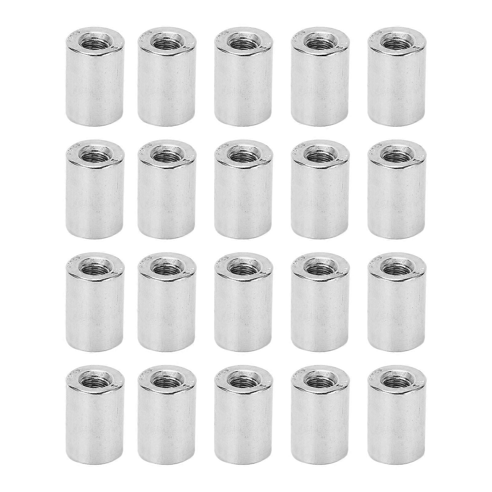 20Pcs Coupling Nut Round Rod Connector 304 Stainless Steel Female Thread M6x1.0 12 L17mm