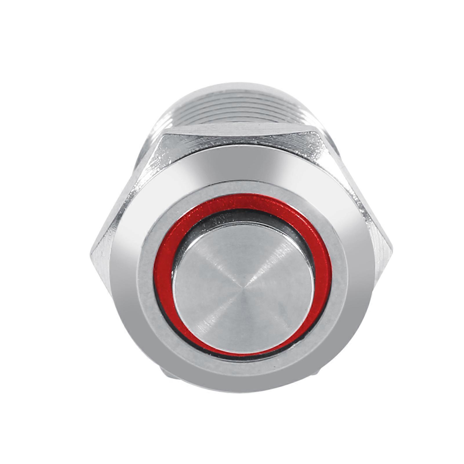 12mm Waterproof Metal Momentary LED Momentary Button Switch High Flush 4 Pin Red LED 2V