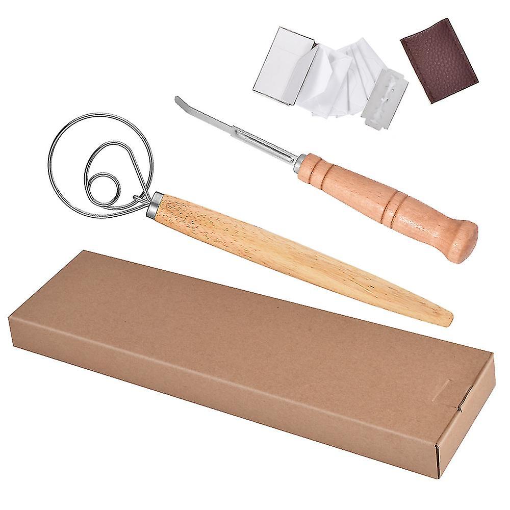 Danish Whisk And Bread Lame Set Stainless Steel Bread Making Tools With 5 Cutter Replacement Kitchen
