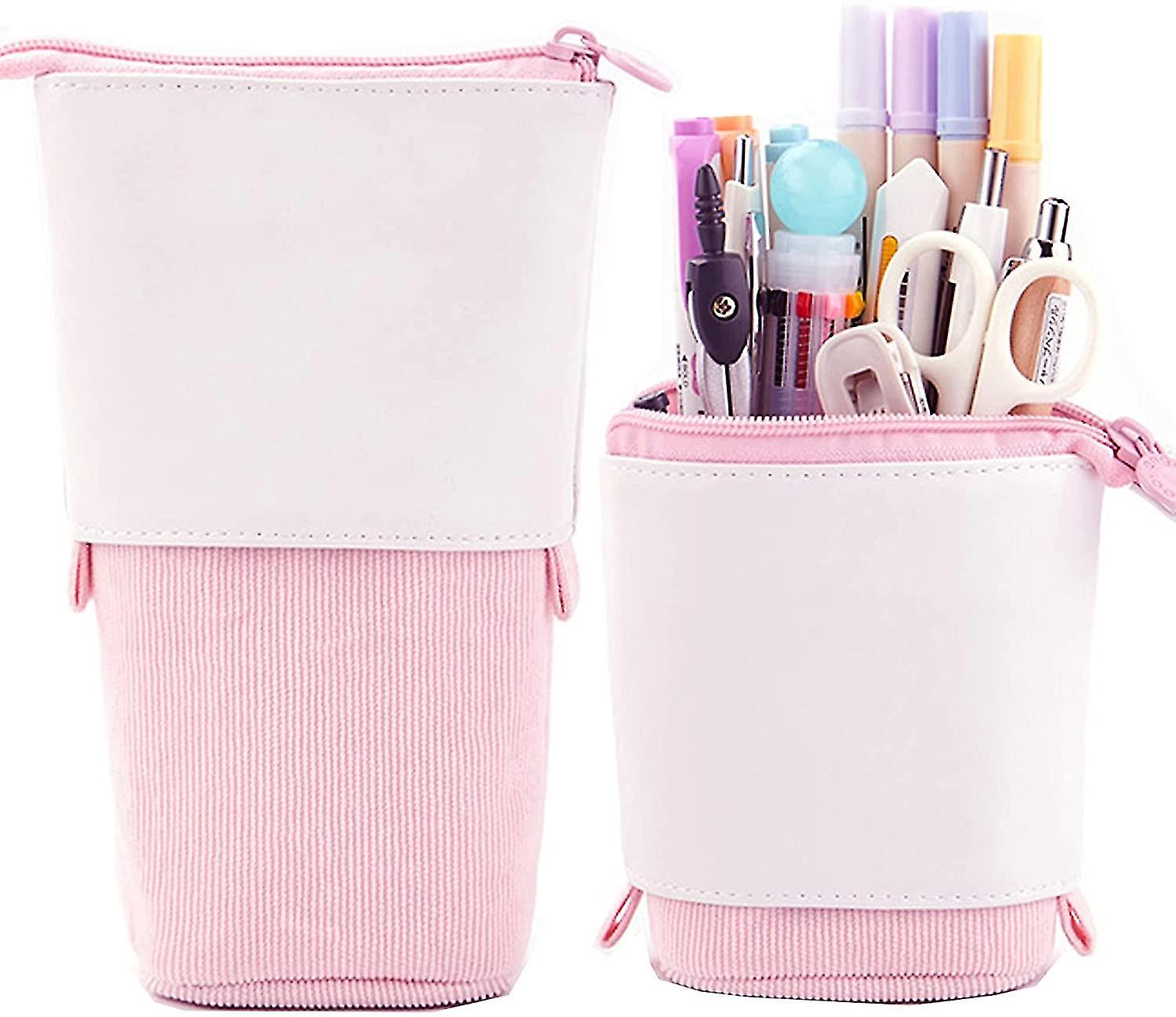 Pop-up Pencil Case Telescopic Holder Stationery Case (Pink)