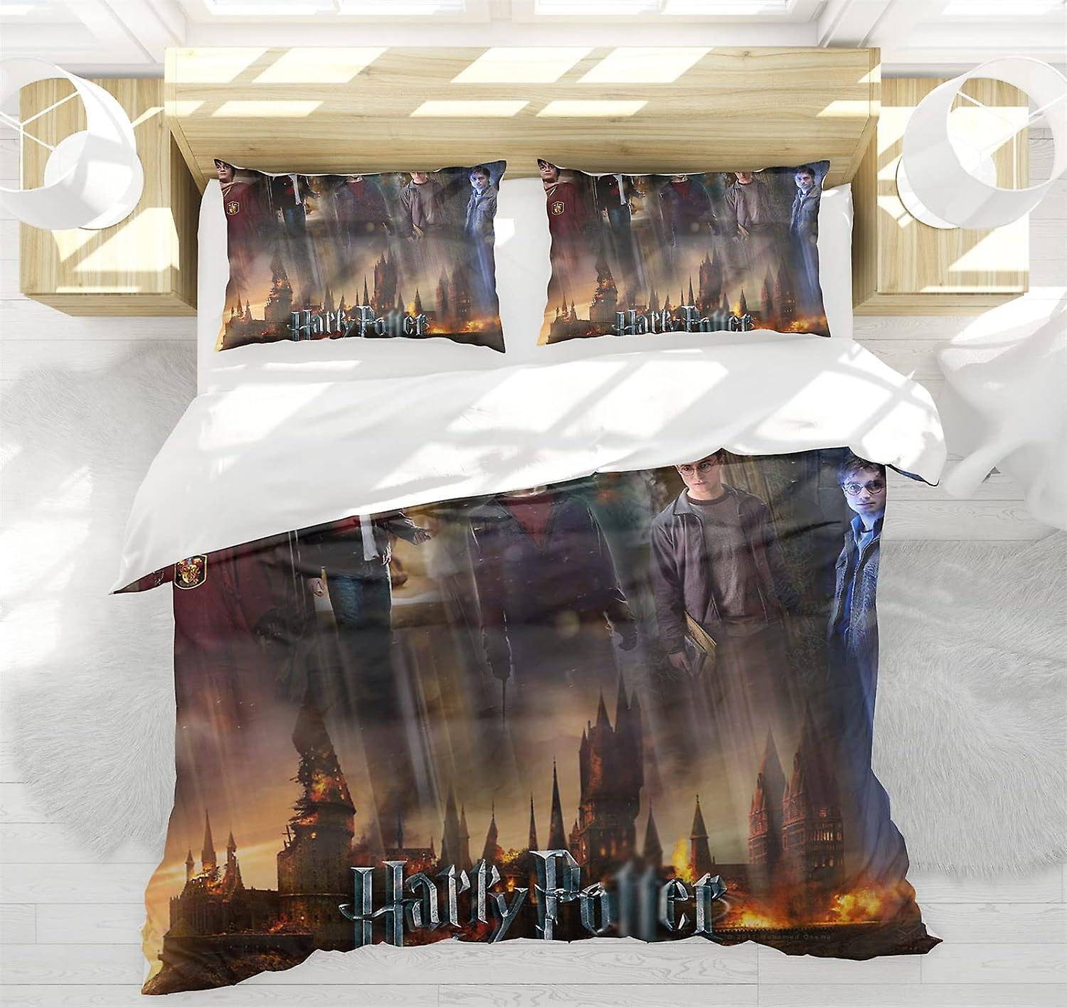 Completo Biancheria Da Letto Harry Potter 135x200 Cm - Nero Con Stelle E Lune